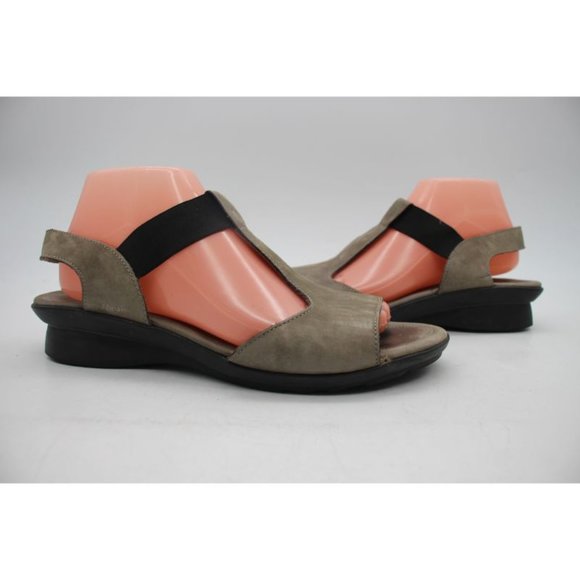 Mephisto Women's EU 41 Air Relax Gray Leather Sling Back Strap Wedge Sandals - Picture 1 of 12